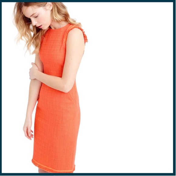 J. Crew Dresses & Skirts - J Crew Orange Sleeveless Textured Tweed Cotton Pockets Dress (6)